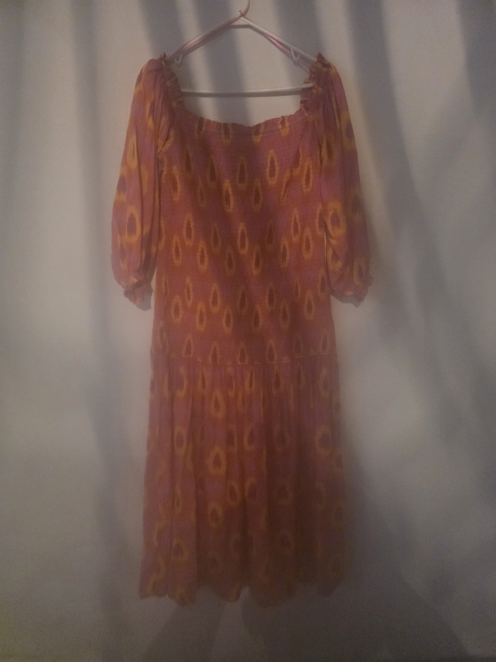 Zara Pink and Yellow Off-Shoulder Maxi Dress